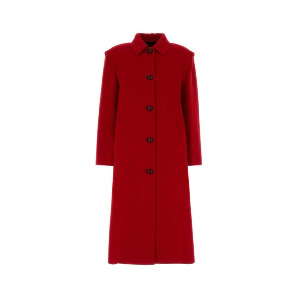 Weekend Max Mara Women Red Wool Blend Gessati Coat